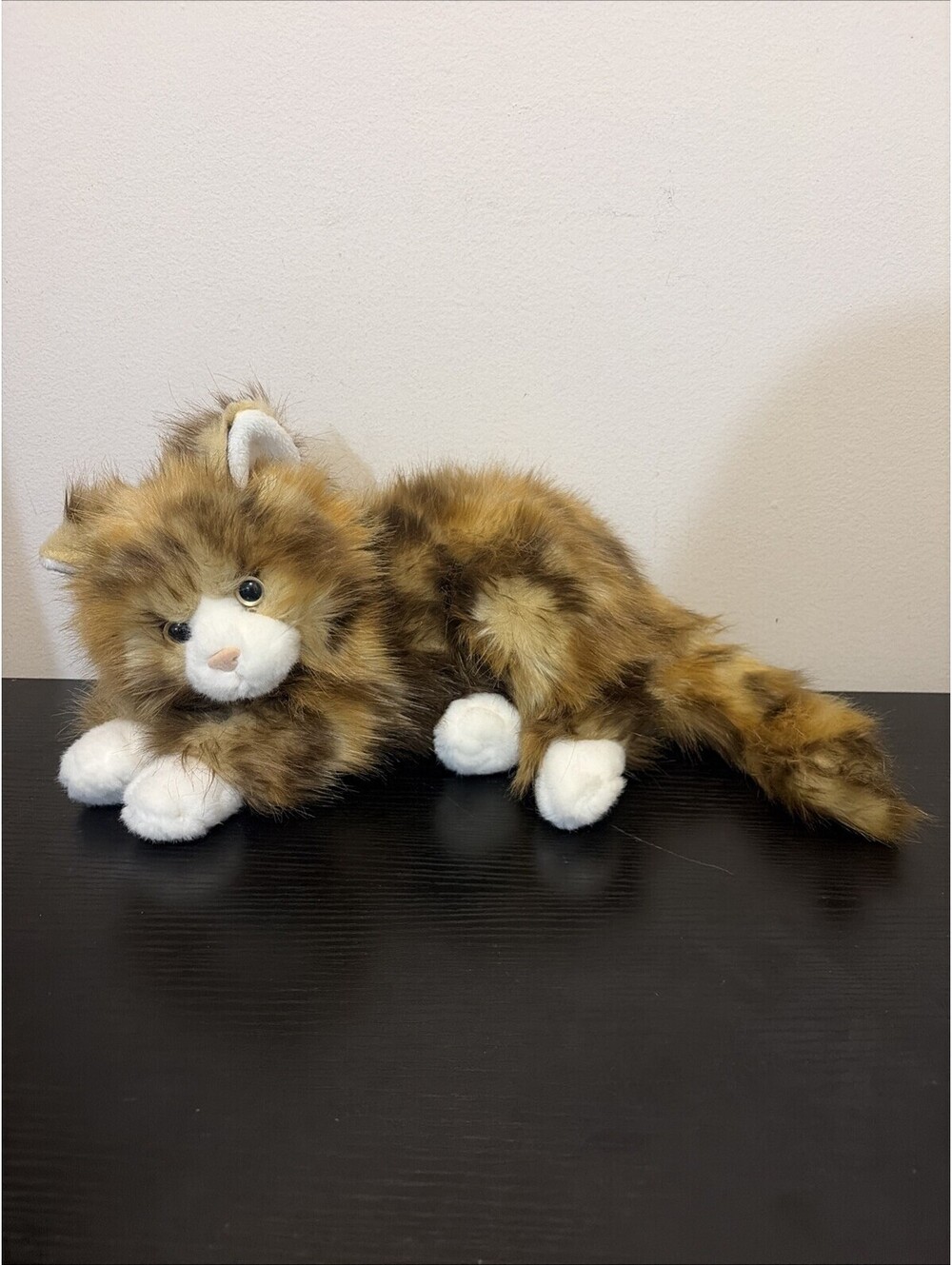Ty Classic Kitty Cat Jumbles Calico Brown Tabby White Paws Long Hair 13” Plush